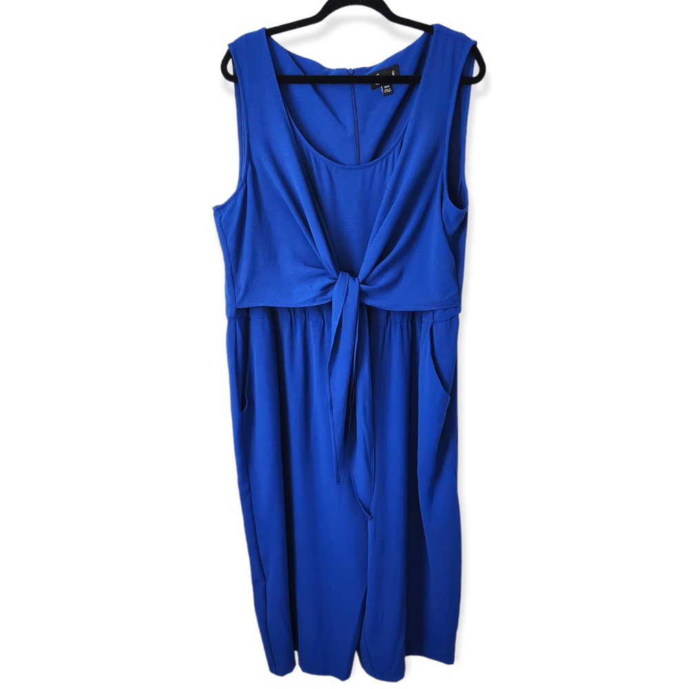 Connected Apparel Women's Blue Sleeveless Jumpsuit Size 20W